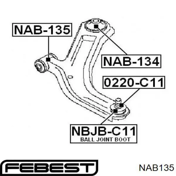 NAB-135 Febest silentblock de suspensión delantero inferior