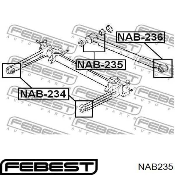 NAB235 Febest silentblock de brazo suspensión trasero transversal