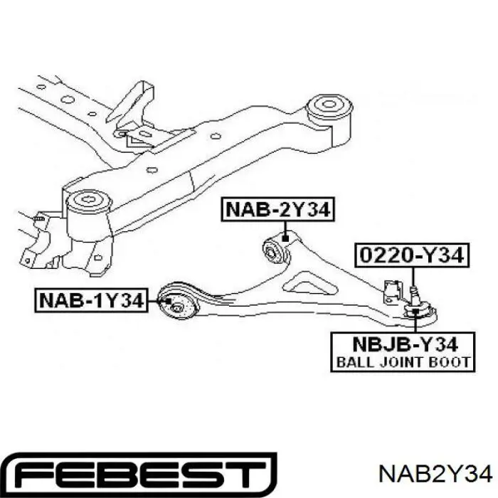 NAB-2Y34 Febest silentblock de suspensión delantero inferior