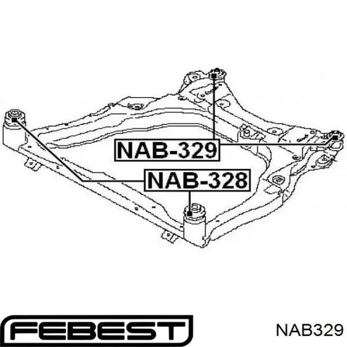 NAB329 Febest bloqueo silencioso (almohada De La Viga Delantera (Bastidor Auxiliar))