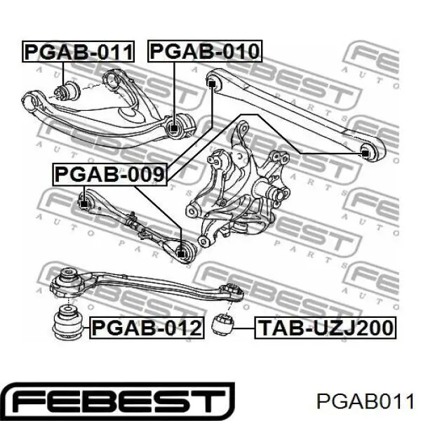 PGAB-011 Febest silentblock de brazo de suspensión trasero superior