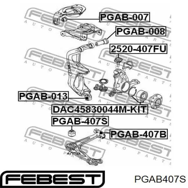 PGAB-407S Febest silentblock de suspensión delantero inferior