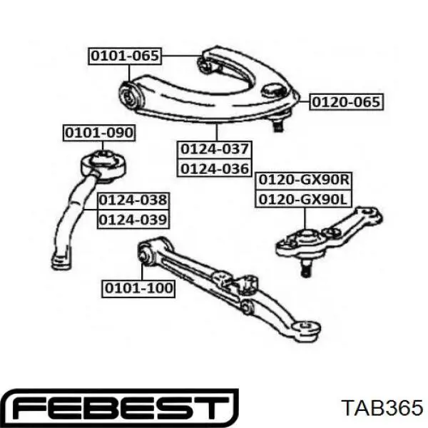 TAB365 Febest silentblock de brazo de suspensión delantero superior