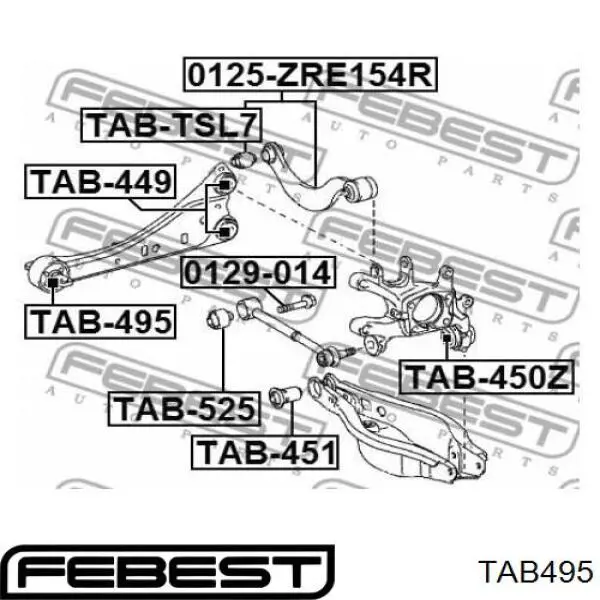 TAB-495 Febest bloque silencioso trasero brazo trasero delantero