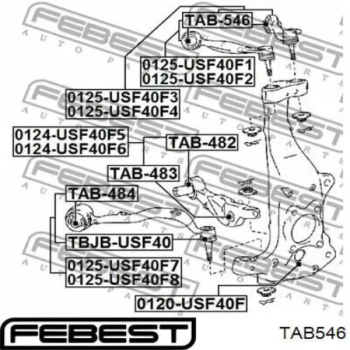  Silentblock de brazo de suspensión delantero superior para Lexus LS USF4