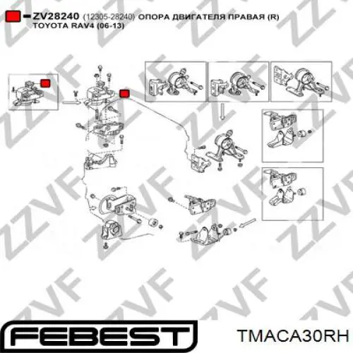  Soporte de motor derecho para Toyota RAV4 3 