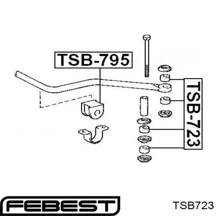 TSB-723 Febest casquillo del soporte de barra estabilizadora delantera