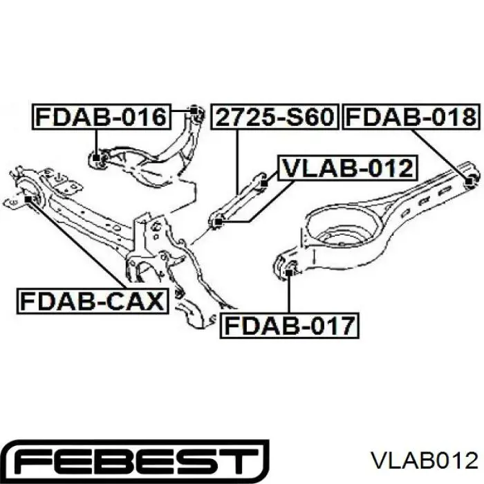 VLAB-012 Febest suspensión, barra transversal trasera