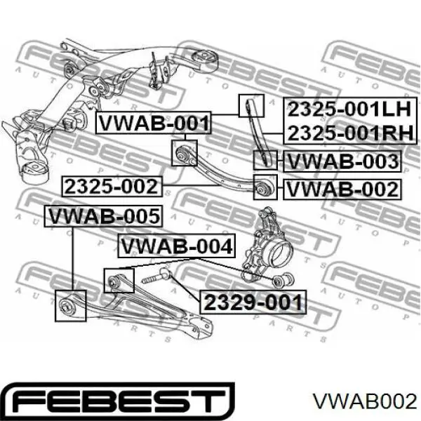 VWAB-002 Febest silentblock de brazo de suspensión trasero superior