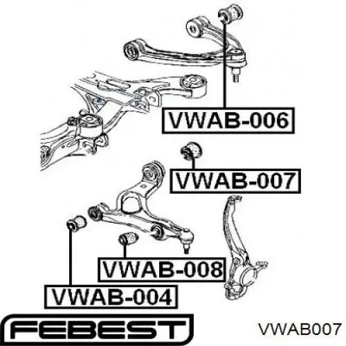 VWAB-007 Febest silentblock de suspensión delantero inferior