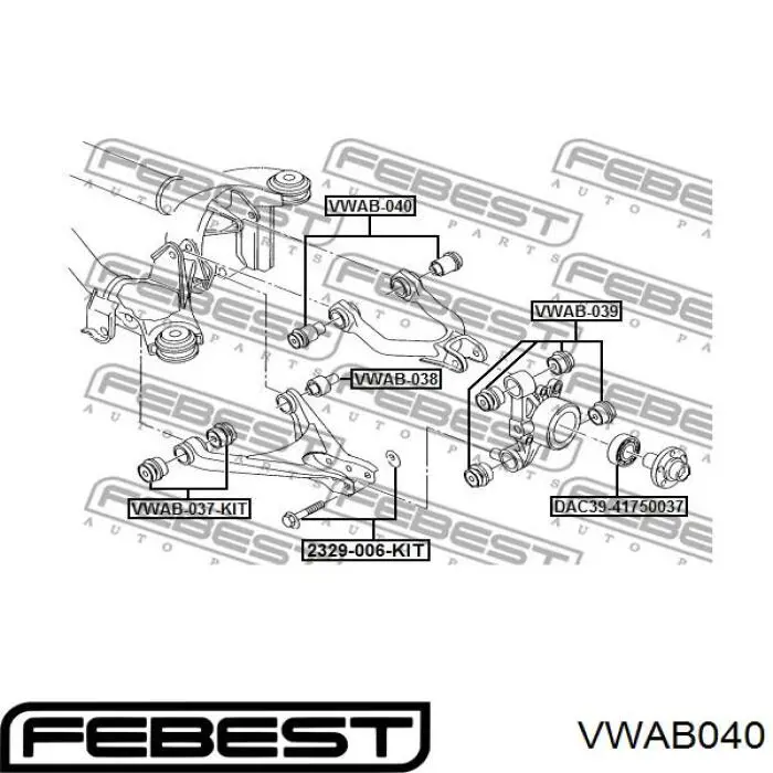 VWAB-040 Febest silentblock de brazo de suspensión trasero superior