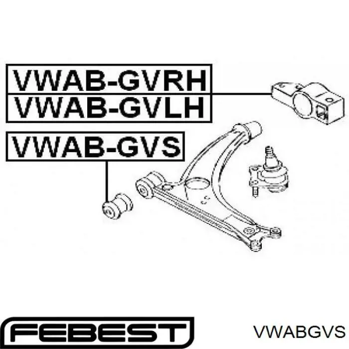 VWAB-GVS Febest silentblock de suspensión delantero inferior