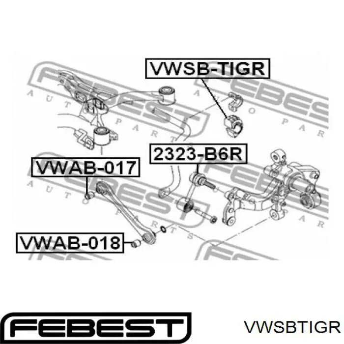 VWSB-TIGR Febest casquillo de barra estabilizadora trasera