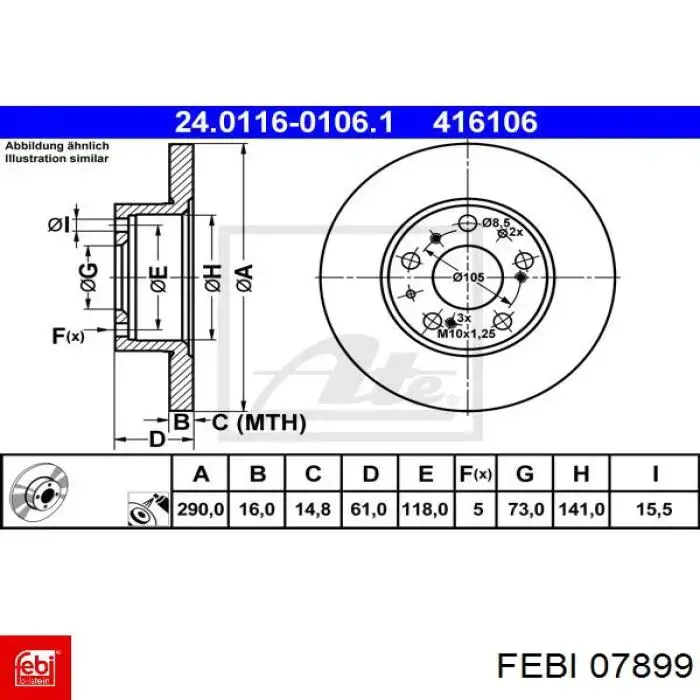 07899 Febi freno de disco delantero