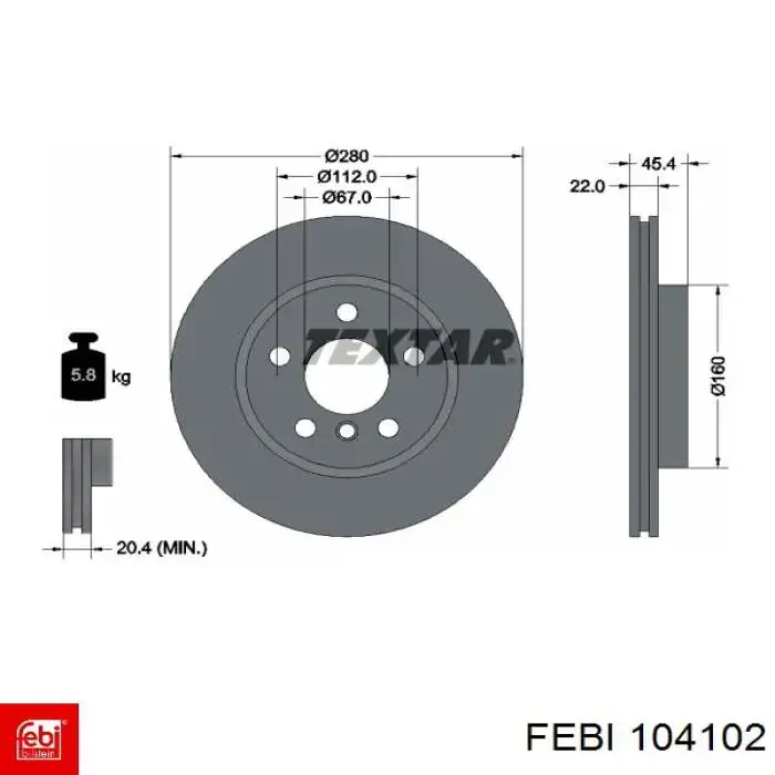 104102 Febi freno de disco delantero