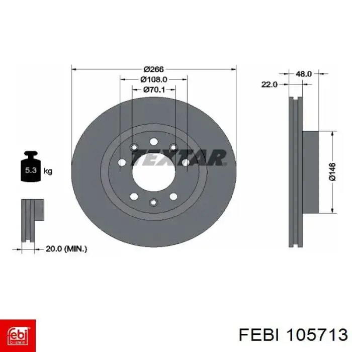 105713 Febi freno de disco delantero