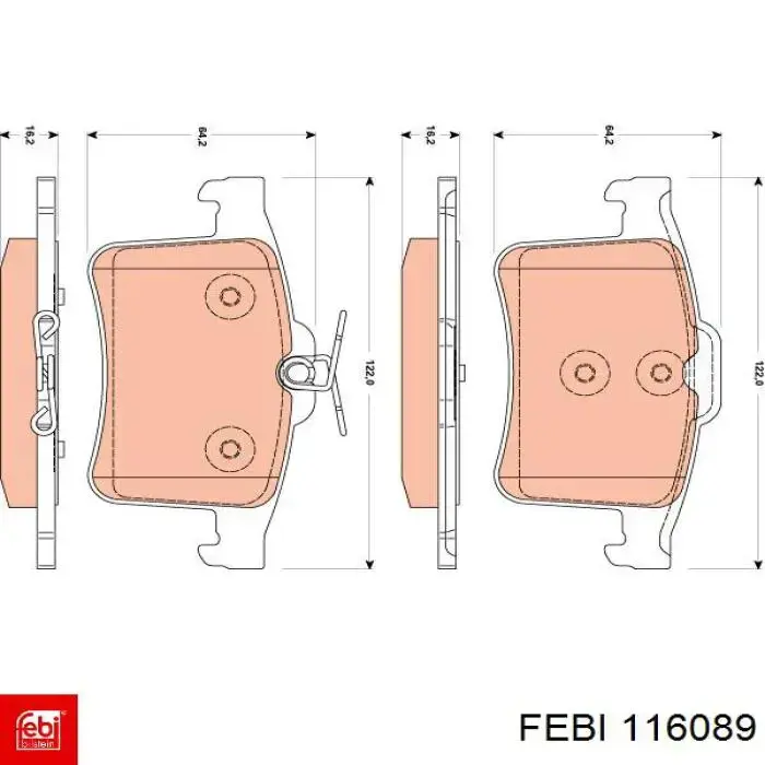 116089 Febi pastillas de freno traseras