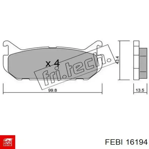 16194 Febi pastillas de freno traseras