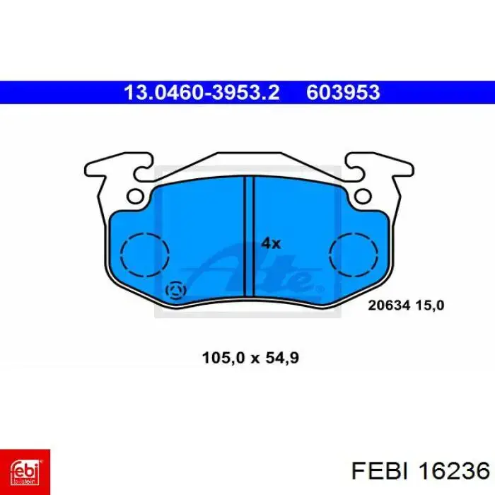 16236 Febi pastillas de freno delanteras