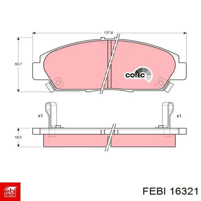 16321 Febi pastillas de freno delanteras