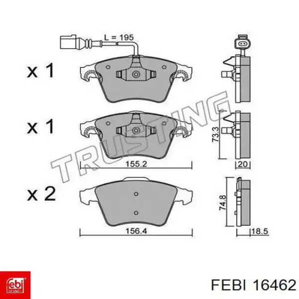 16462 Febi pastillas de freno delanteras