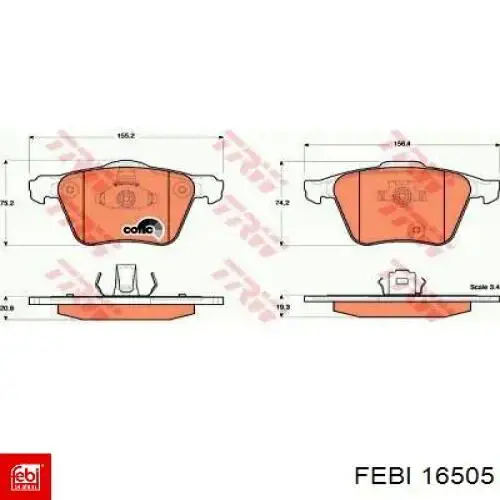 16505 Febi pastillas de freno delanteras