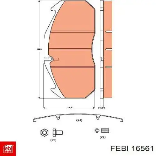 16561 Febi pastillas de freno delanteras