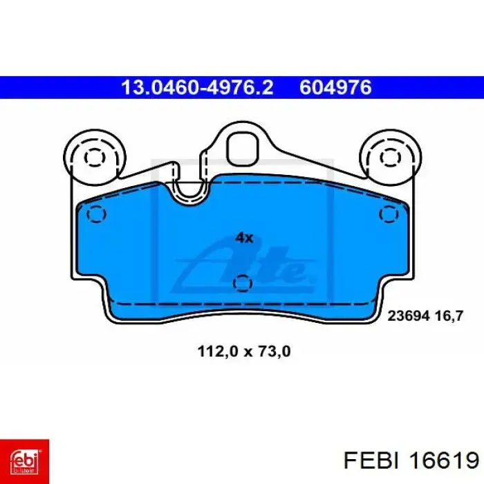 16619 Febi pastillas de freno traseras