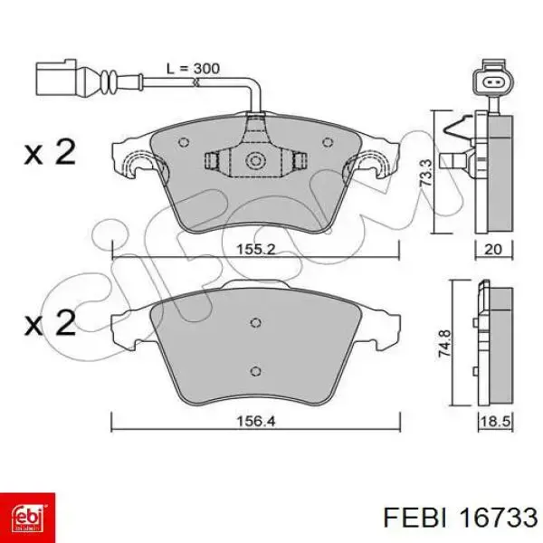16733 Febi pastillas de freno delanteras