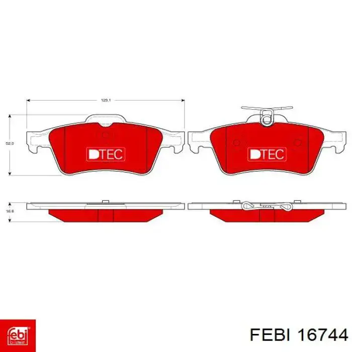 16744 Febi pastillas de freno traseras