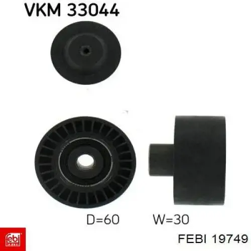 19749 Febi polea inversión / guía, correa poli v