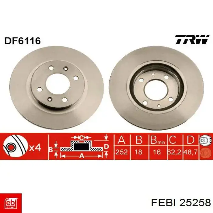 25258 Febi piñón cadena distribución