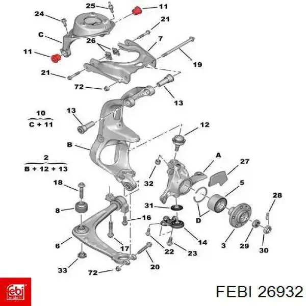 26932 Febi silentblock de brazo de suspensión delantero superior