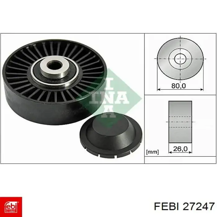 27247 Febi polea inversión / guía, correa poli v