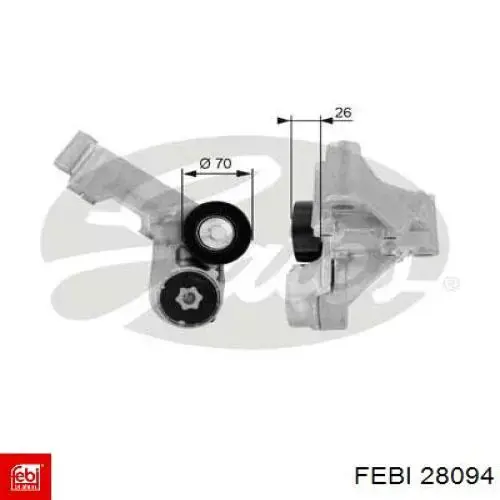 28094 Febi tensor de correa, correa poli v