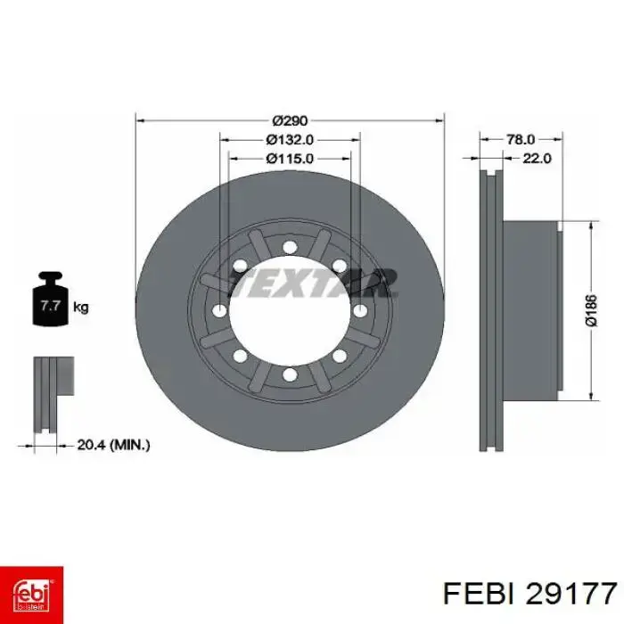 29177 Febi disco de freno trasero