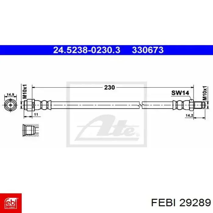 29289 Febi tubo flexible de frenos trasero