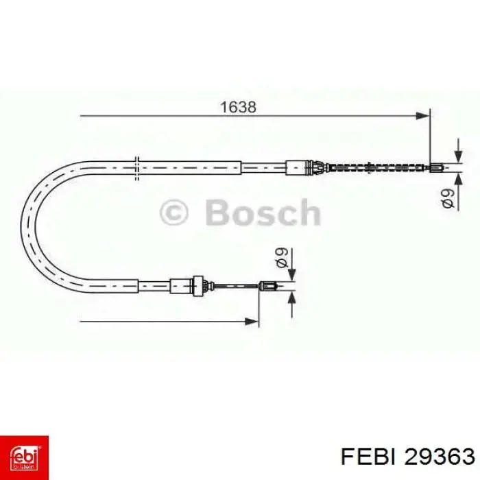 29363 Febi cable de freno de mano trasero derecho/izquierdo