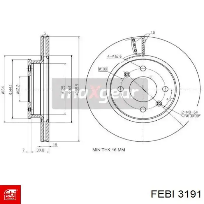 3191 Febi soporte amortiguador delantero