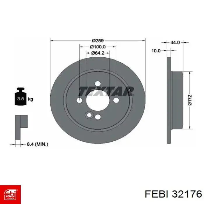 32176 Febi disco de freno trasero