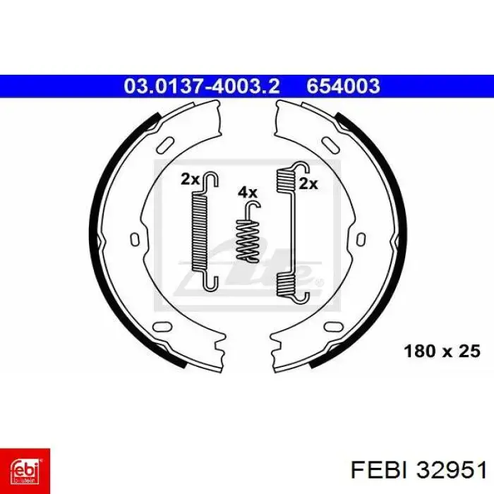 32951 Febi juego de zapatas de frenos, freno de estacionamiento