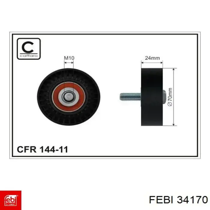 34170 Febi polea inversión / guía, correa poli v