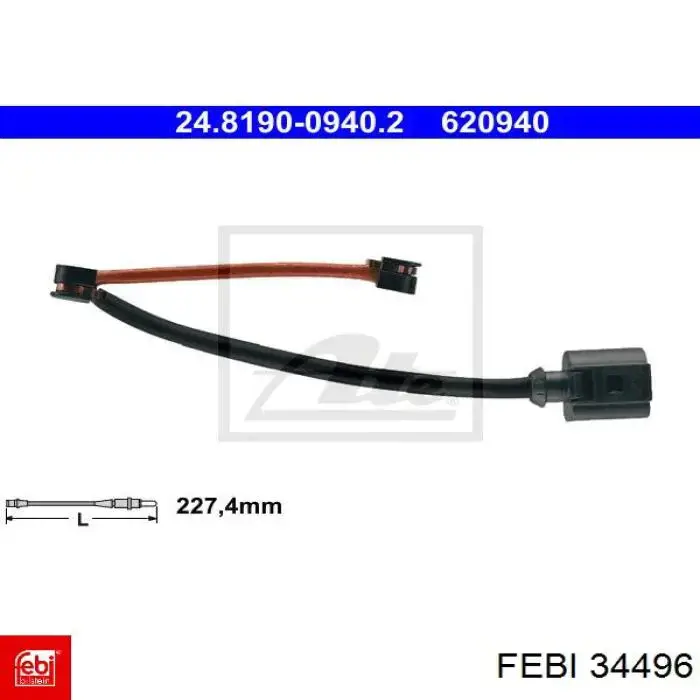 WI0709 Bremsi contacto de aviso, desgaste de los frenos, trasero