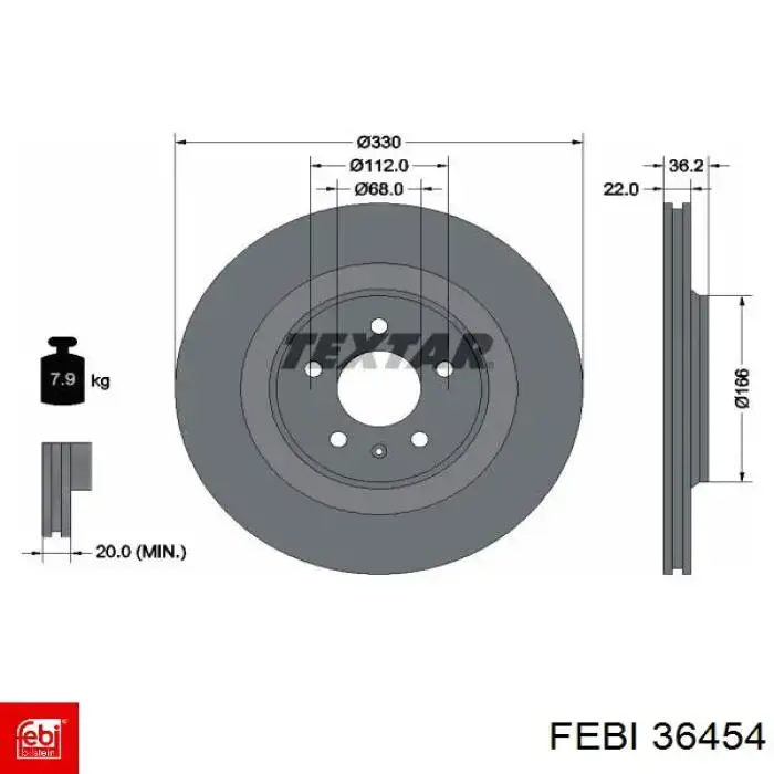 36454 Febi disco de freno trasero