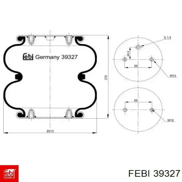 39327 Febi muelle neumático, suspensión