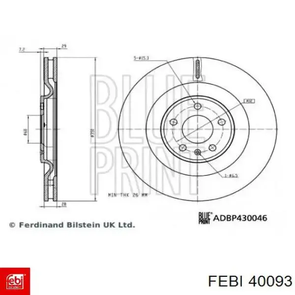 40093 Febi disco de freno trasero