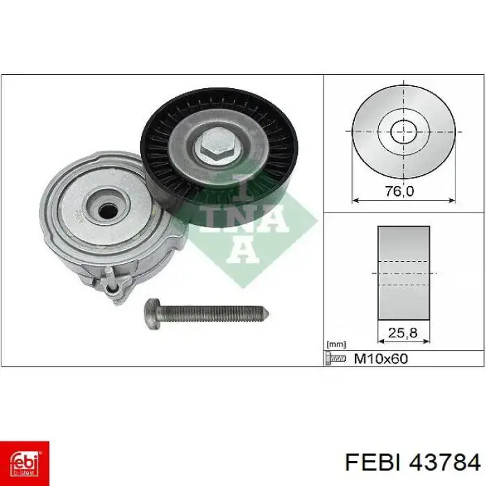 43784 Febi tensor de correa, correa poli v