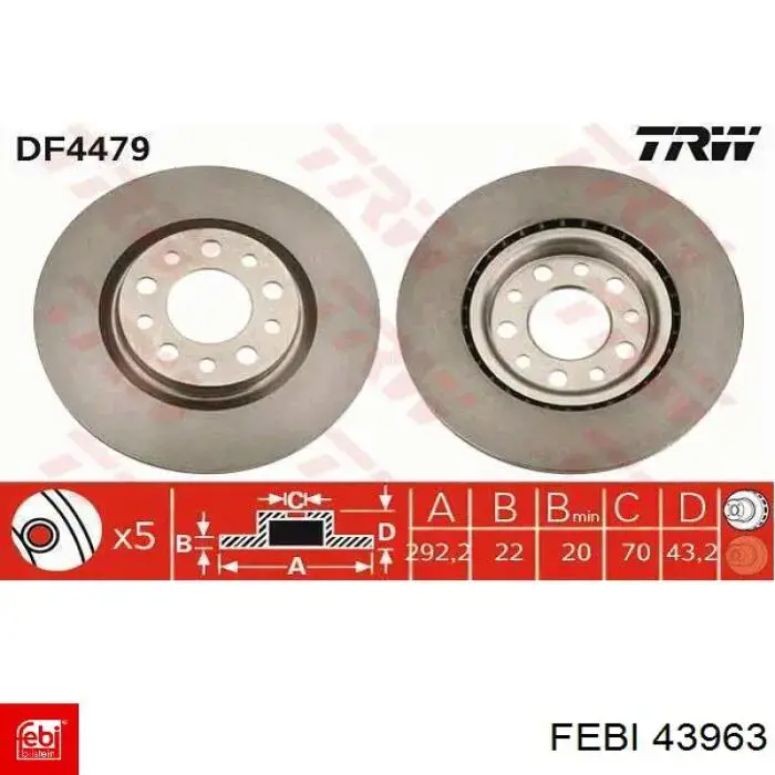  Disco de freno trasero para Alfa Romeo Giulia 952