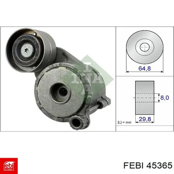 45365 Febi tensor de correa, correa poli v