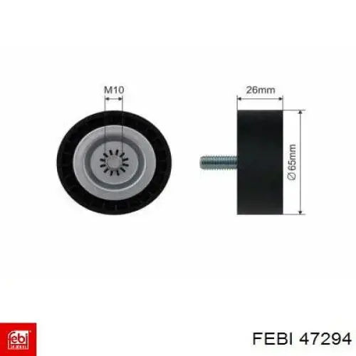 47294 Febi polea inversión / guía, correa poli v